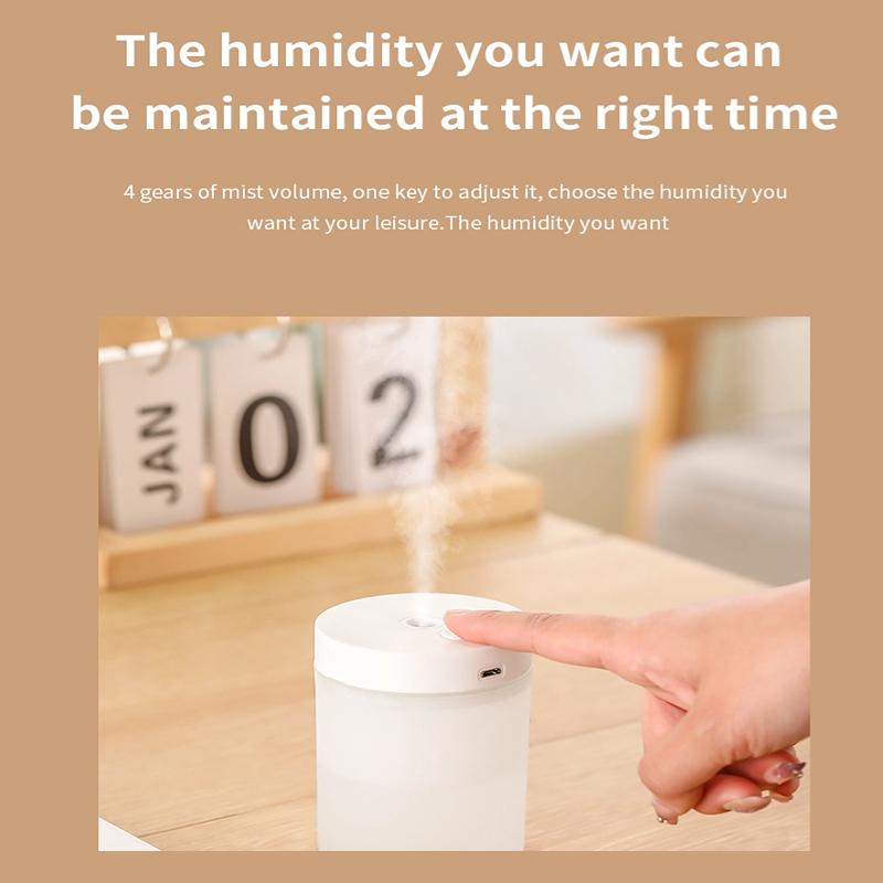 200ML Air Humidifier Ultrasonic Essential Oil Diffuser Low Noise Mini Portable Aromatherapy Sprayer Color LED Lamp Mist Maker for for Home Office Car