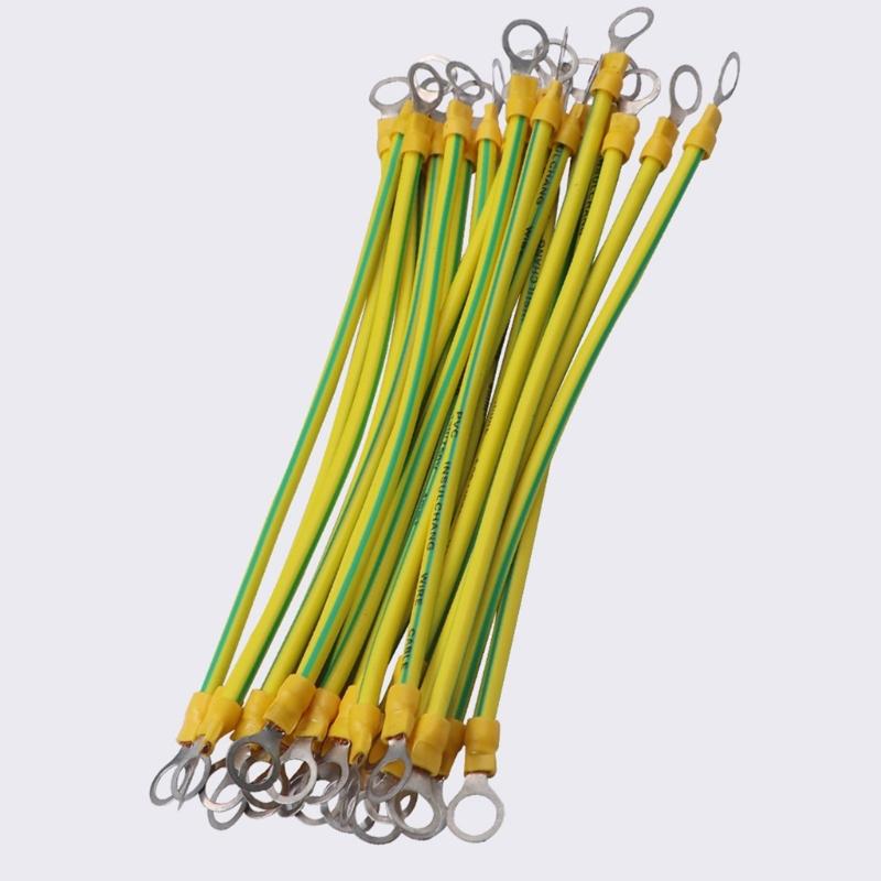 Медная перемычка желто-зеленого цвета, двухцветный заземляющий провод, заземляющий провод для солнечных фотоэлектрических систем с отверстием 9 мм