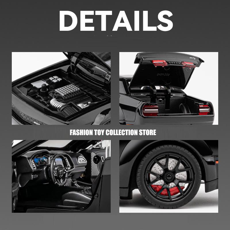 1/24 Dodge Challenger Hellcat игрушечная машинка литая Metel Cars игрушечные машинки с откидным механизмом Hellcat со звуком и светом Hellc для детей