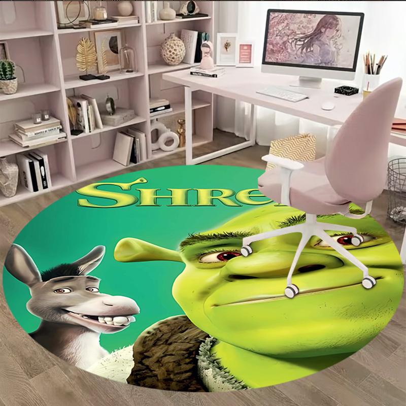 1pc Shrek1 Print Round Carpet Chair Round Carpet Suitable for Bedroom Living Room Home Decorative Carpet