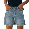 Women's Denim Shorts Summer Casual Denim High Waisted Folded Hem Jeans Shorts For Juniors Sexy Casual Shorts