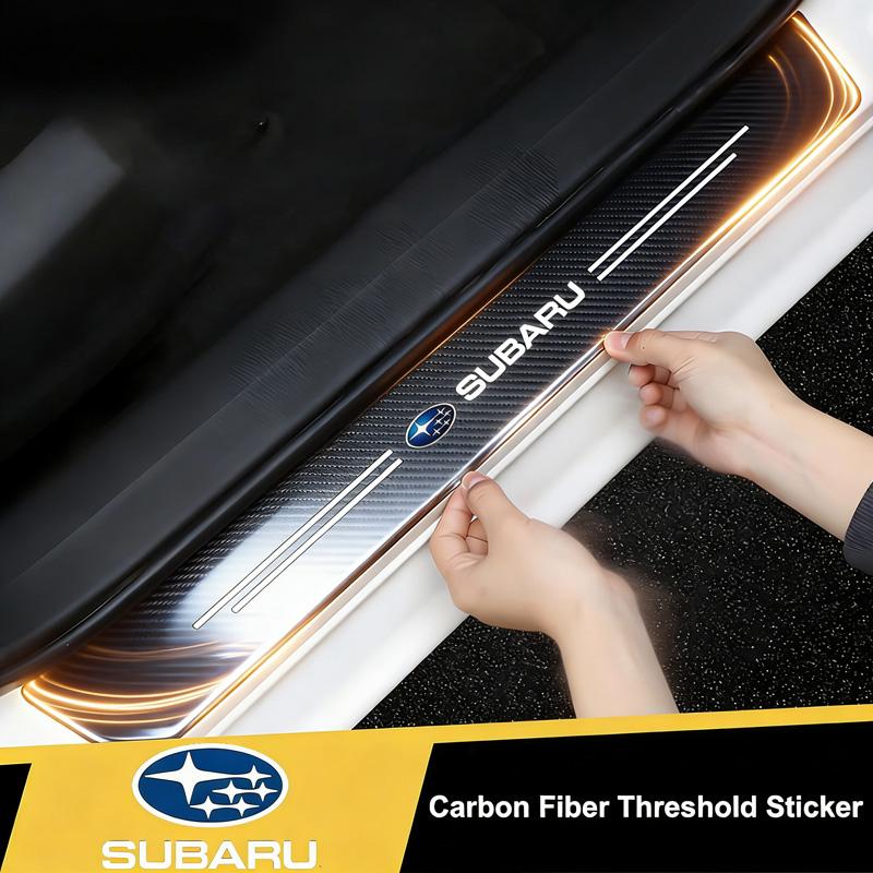 Carbon Fiber Car Door Sill Threshold Sticker Anti-scratch Decal For Subaru Impreza Legacy WRX STI BRZ Forester XV Outback rwe1