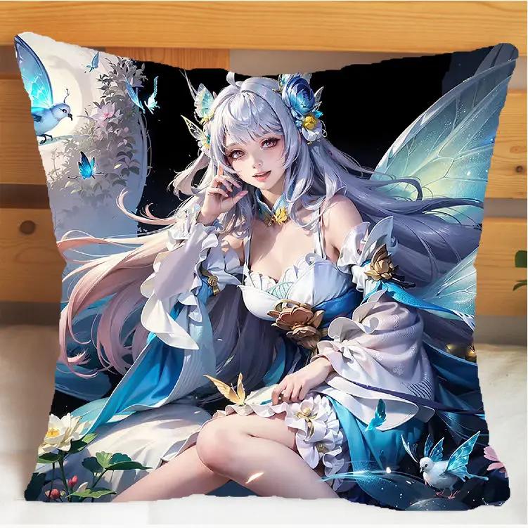 Arena of Valor Honor of Kings Xi Shi Подушка и наволочка Чехол для подушки-подушки Двусторонняя печать Плюшевые декоративные подушки 40x40см