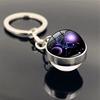 Брелок для ключей в виде стеклянного шара с изображением знака зодиака