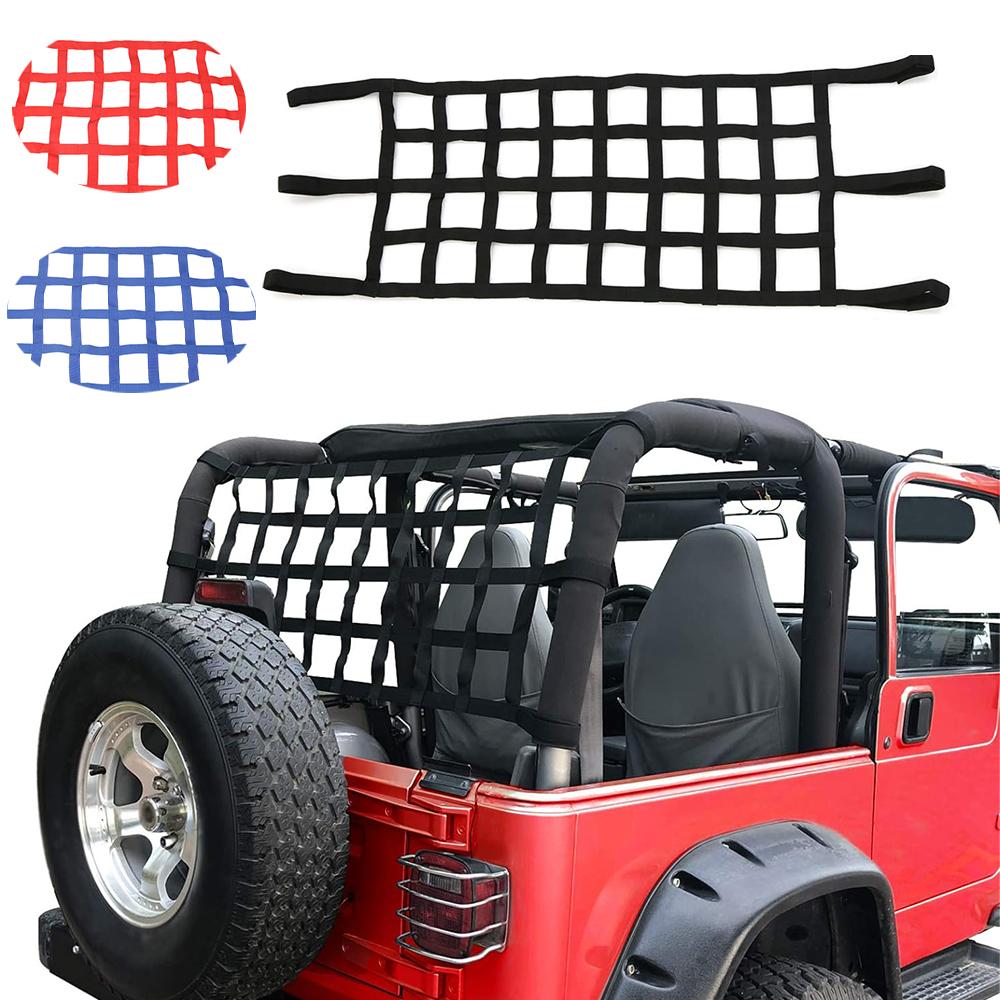 Грузовая сетка UTV для крыши автомобиля, гамак, сетка для груза, сетка для Wrangler JK JKU JL YJ TJ LJ 1987-2024+, сетка для окна автомобиля