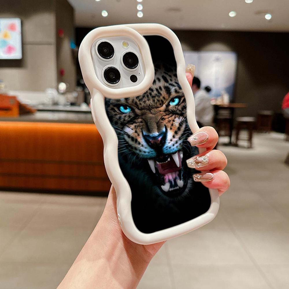 Чехлы для телефонов N96 Tiger eyes design Macaron Wavy Edge для iPhone 16 Pro Max Samsung S24 Plus S23 Ultra A35 A05s Xiaomi Redmi Note 13, противоударный чехол