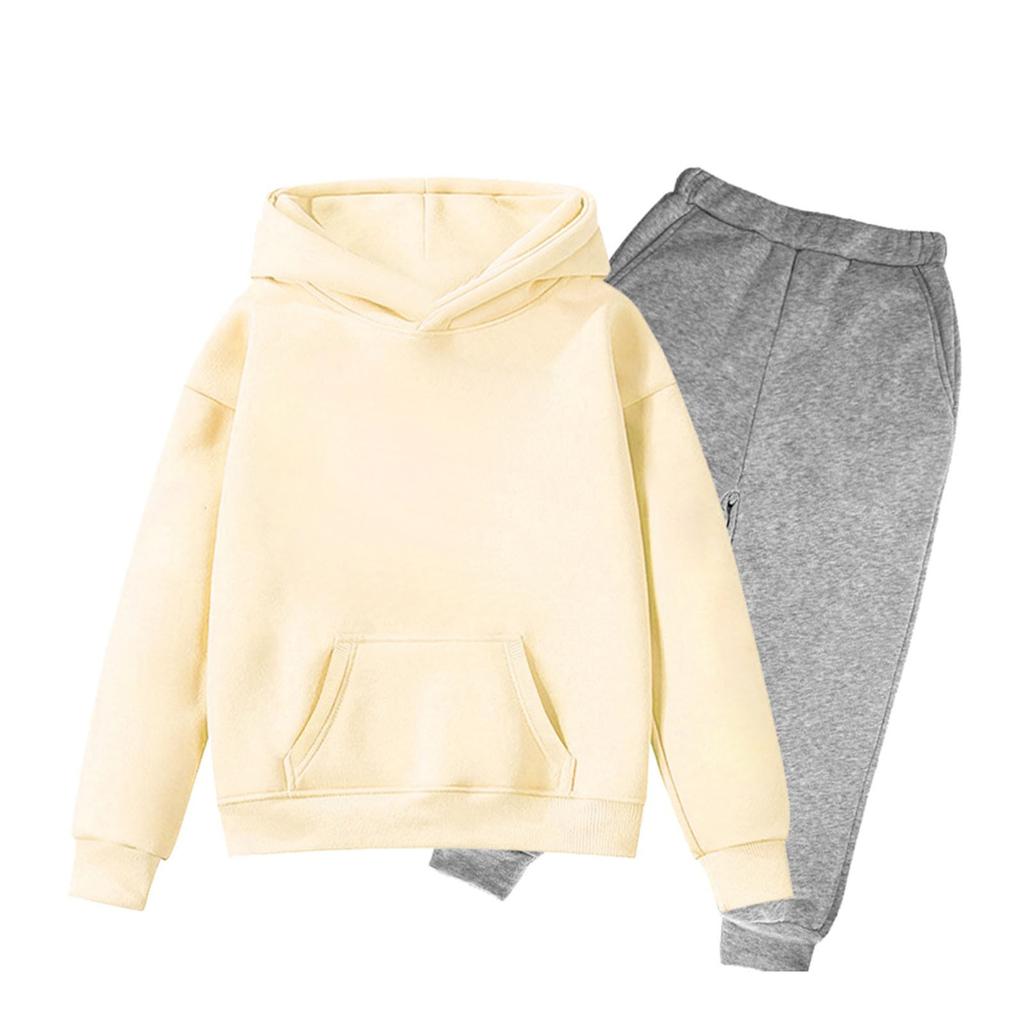 Children's Solid Color Sweatshirt Set (pants + Top)