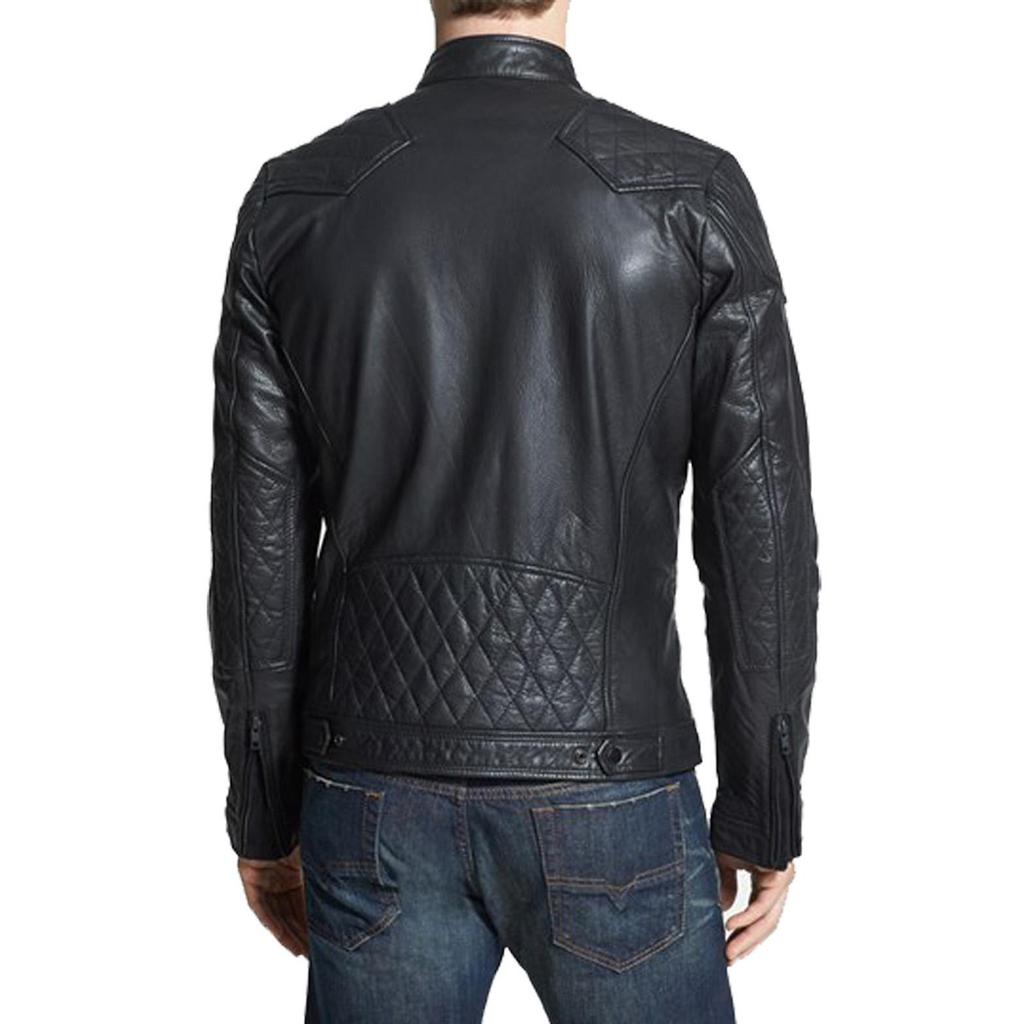SKINOUTFIT Men's Genuine Lambskin Black Leather Jacket Stylish Motorcycle Bomber Biker Outerwear MJ 101