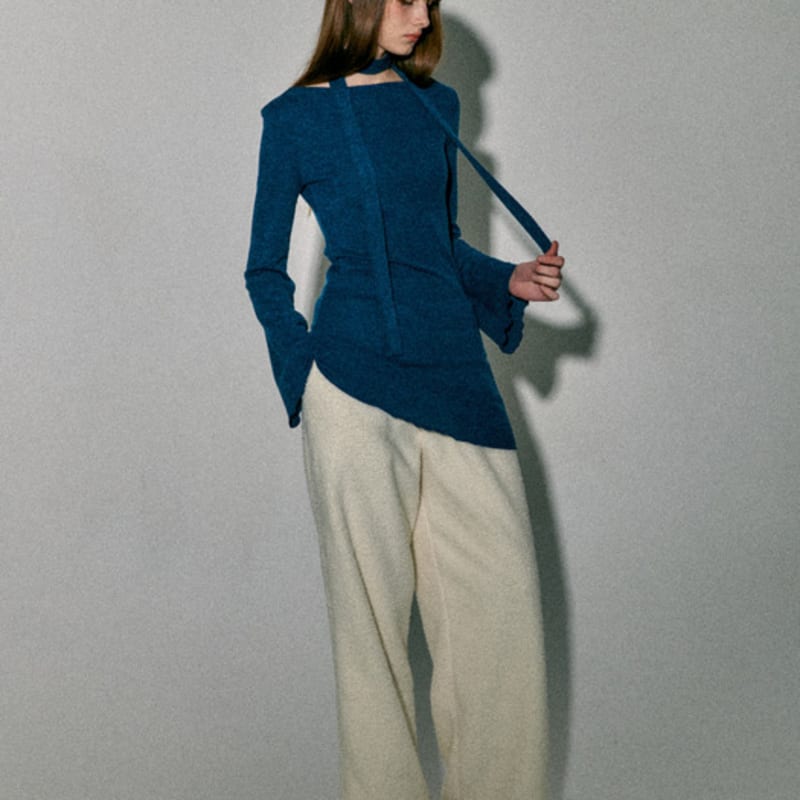 QUAFE ТРИКОТАЖНОЕ ПЛАТЬЕ И КОМПЛЕКТ ШАРФА_ДЕНИМ СИНИЙ