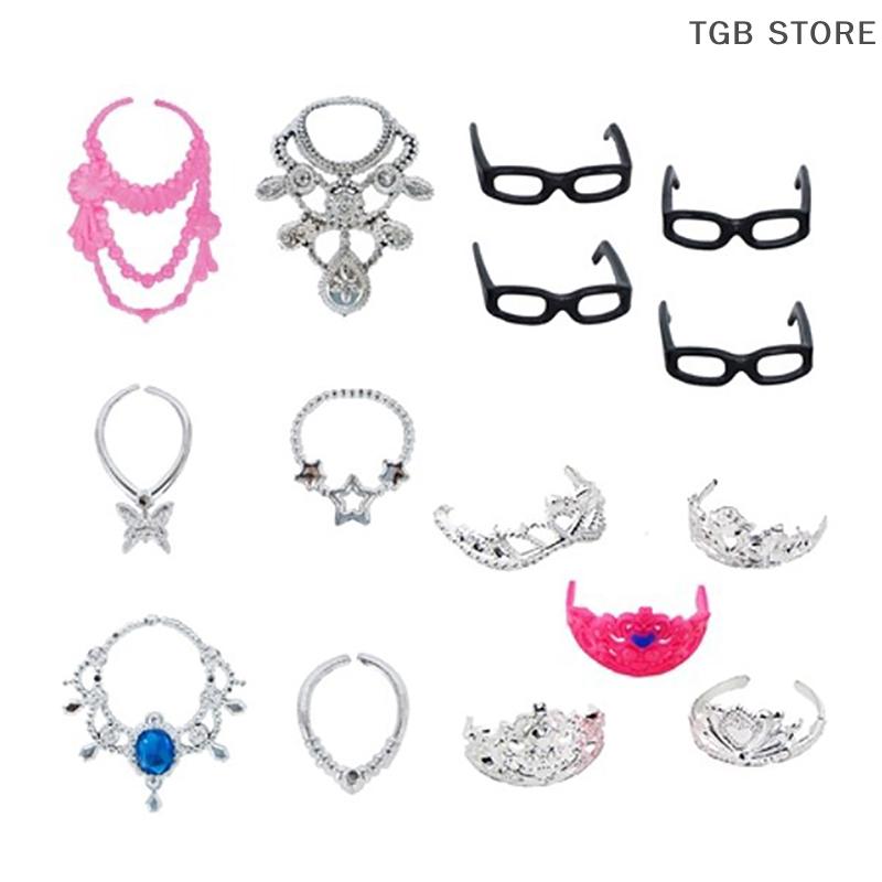 20PCS Universal Earrings Bracelets Crown For 1/6 Doll Accessories Fashion Set Girl's Doll Jewelry DIY Decoration Toy