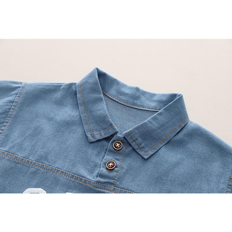 Летний костюм для мальчиков, детский костюм из двух частей в корейском стиле в стиле вестерн с короткими рукавами и принтом медведя