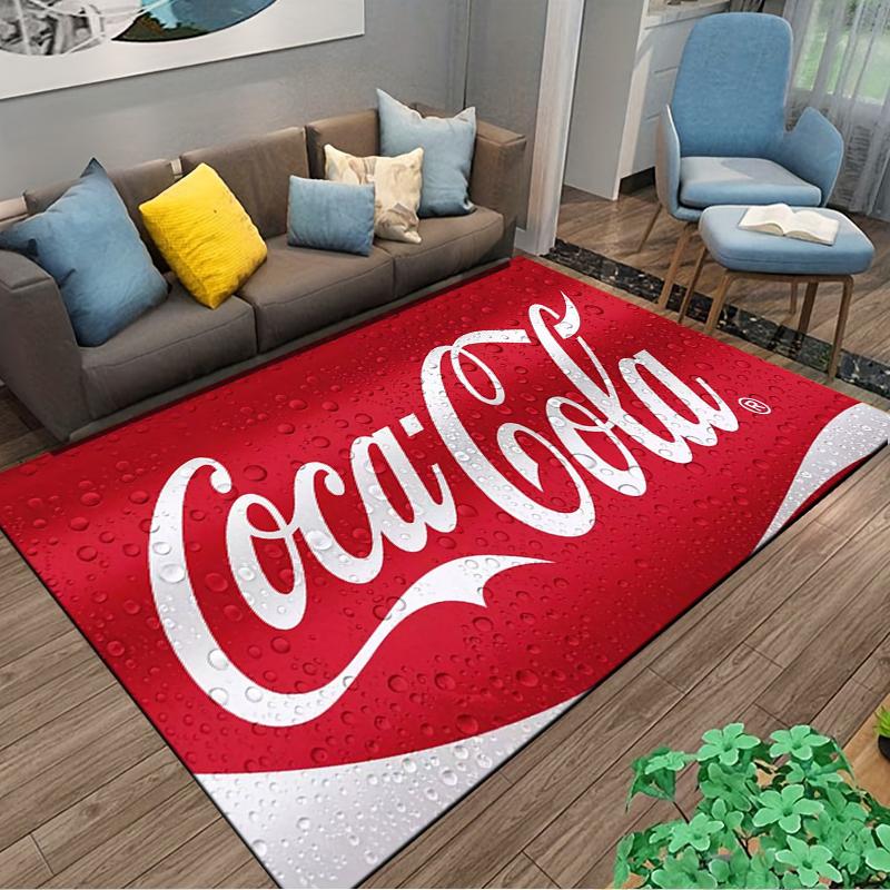 """Красная ковровая дорожка с логотипом Coca-Cola и текстурой капель воды"" Подходит для использования в качестве противоскользящего покрытия для диванов в гостиной и спальне"""