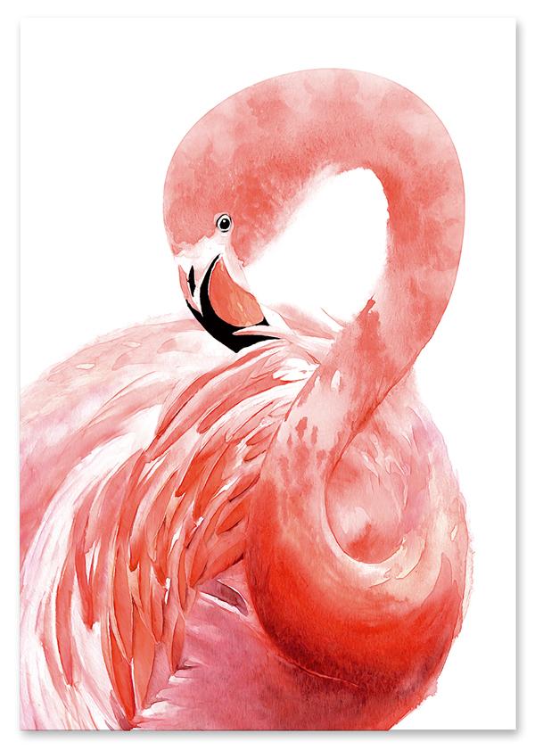 Плакат с розовым фламинго