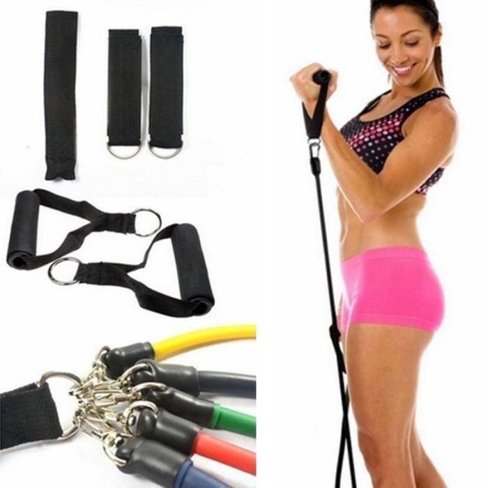 11 Pcs / Set Résistance Tubes Gym Fitness Workout Exercice Poignées bandes de yoga