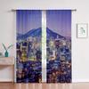 Городское здание 3D-печатные шторы Вид на улицу Ночной вид Здание Комплекс Гостиная Окна от пола до потолка Индивидуальные шторы