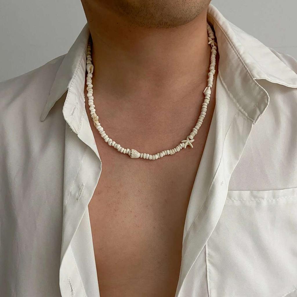 KunJoe Богемское ожерелье-чокер из ракушек морской звезды для мужчин, модное ожерелье-воротник из деревянных бусин из кокосовой скорлупы, ювелирное изделие на шею
