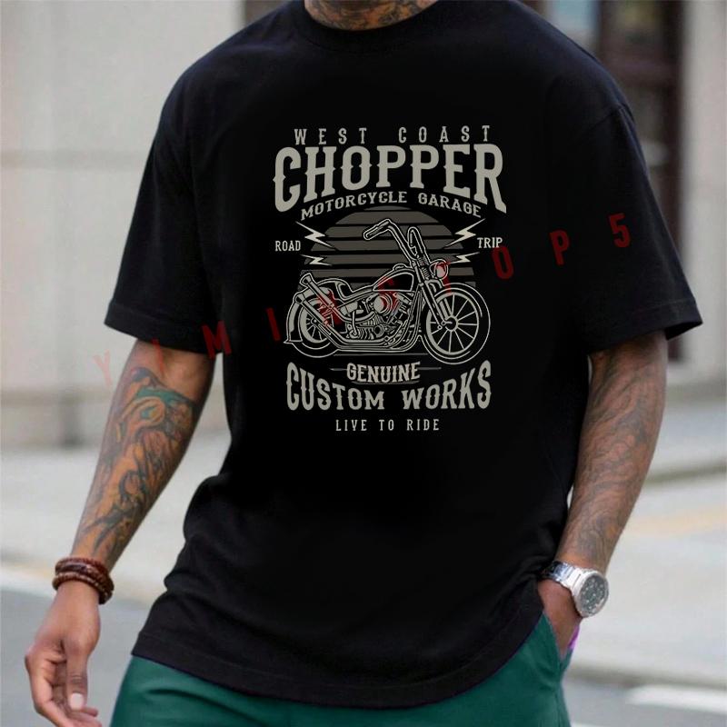 Chopper Motor Motorcycle Men's Moto T-shirt Cotton Casual Summer Comfortable Short Sleeve Tops