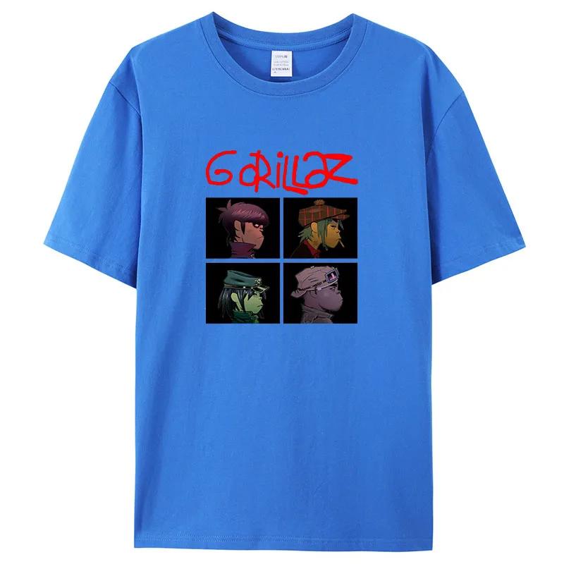 Rock Print TShirts Music Band Gorillazs Punk 90s Casual Fashion New Men Short Sleeve Plus Size Pure Cotton TShirt Unisex