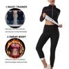 Женский костюм для тренировок, вызывающий потоотделение, одежда для тренировок, фитнеса и сауны, комплект с топом с длинным рукавом и длинными брюками, повседневная утягивающая одежда с высоким воротом