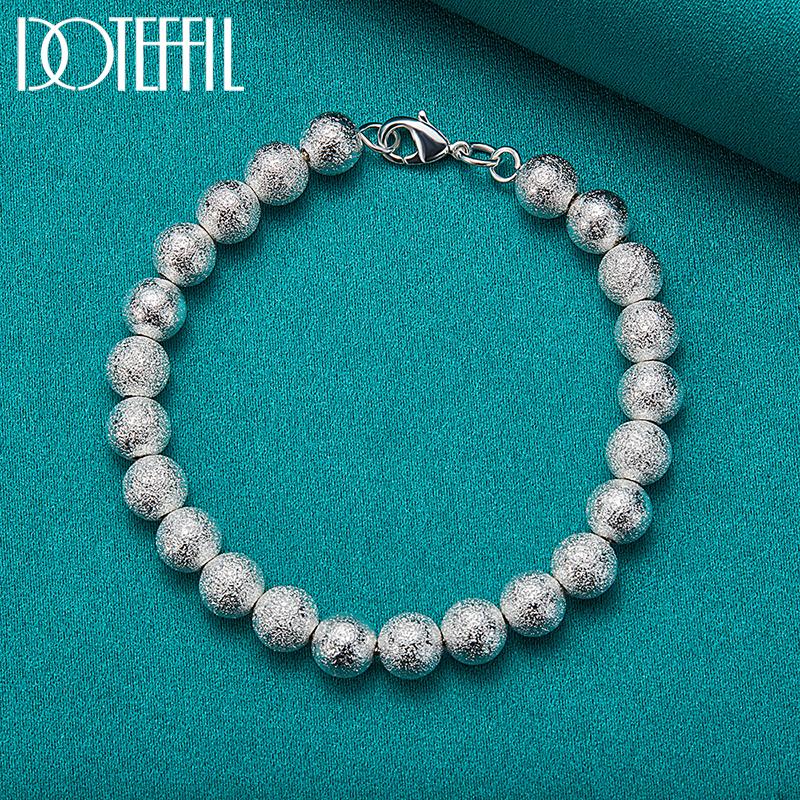 Модный браслет из матового бисера 8 мм, подарок на вечеринку, стерлинговое серебро 925 пробы, красивые ювелирные изделия