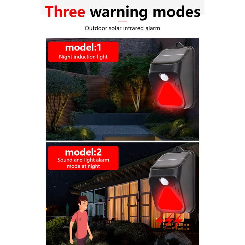 Солнечная сигнализация, 3 режима, IP65, водонепроницаемый датчик дистанционного управления, охранная сигнализация, настенный светильник для вождения