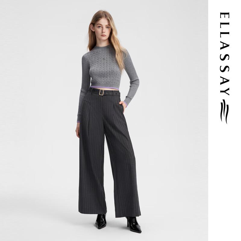 ELLASSAY Женские повседневные брюки широкого кроя из 100% мериносовой шерсти