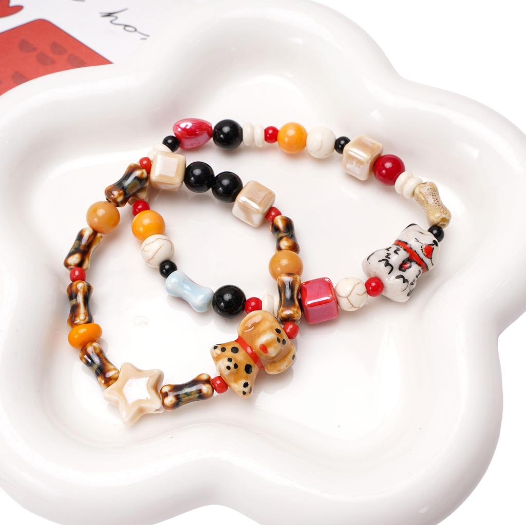 Керамические расписные бусины Собака Лиса Интервальные Рассыпные бусины для DIY Браслетов Ожерелий Изготовления Ювелирных Изделий