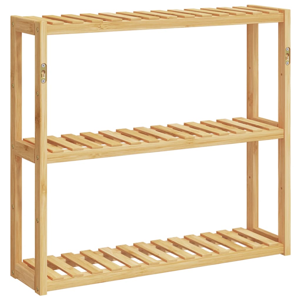 Bathroom Shelf with 3 Shelves Wall Mounted 60 x 15 x 54 cm Bamboo
