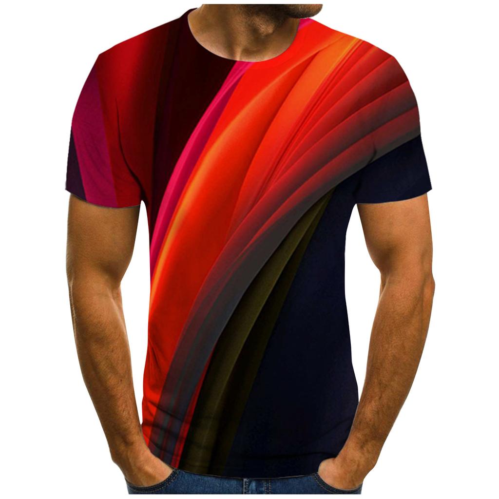 Мужская футболка с коротким рукавом и принтом, летняя круглая шея, трендовая повседневная толстовка