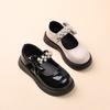 Girls' Leather Shoes, Children's Black Performance Shoes 2025 New Girls' Single Shoes, Medium and Older Children's Foreign Style Pearl Princess Sho