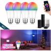 4 шт. умная светодиодная лампа E27 RGB A60 с регулируемой яркостью Tuya APP Wi-Fi RGBW световая лампа ампула Alexa Совместимость с Google Assistant для дома