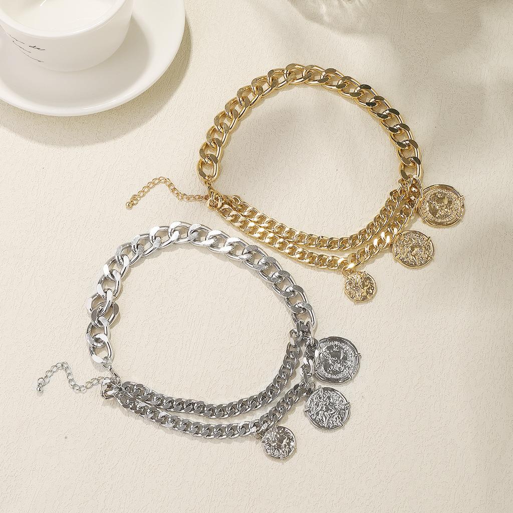 Tooxika Металлическая цепочка-ожерелье Креативный нишевый дизайн Минималистичная цепочка-ожерелье с круглым кулоном