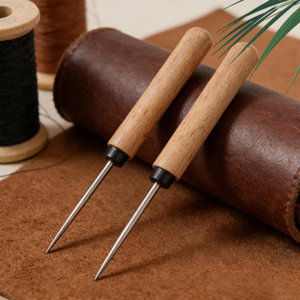 Leather Awl Punch Tool Multi-Purpose 2-Piece Leather Sewing Craft Tool Awl For Handmade Projects Beginners Hobbyists Women