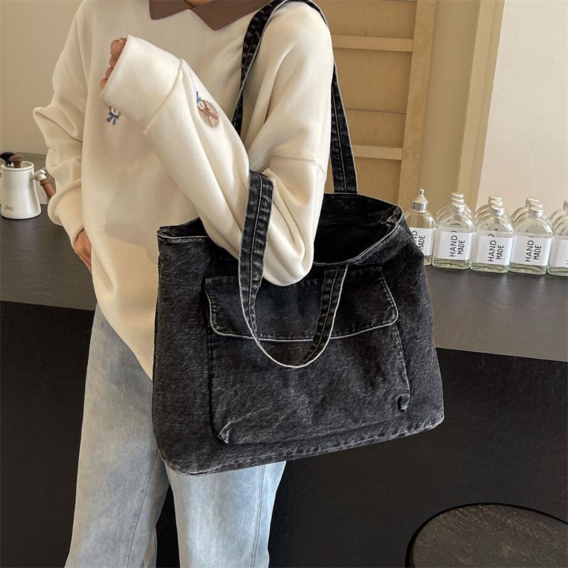 Denim Bag Large Capacity Shoulder Bag Commuter Tote Bag Women's Underarm Bag