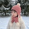 Ear Cap Wool Beanie Hat Fur Ball Warm Knitted Cap Cute Children Scarf Hat Set  Girls