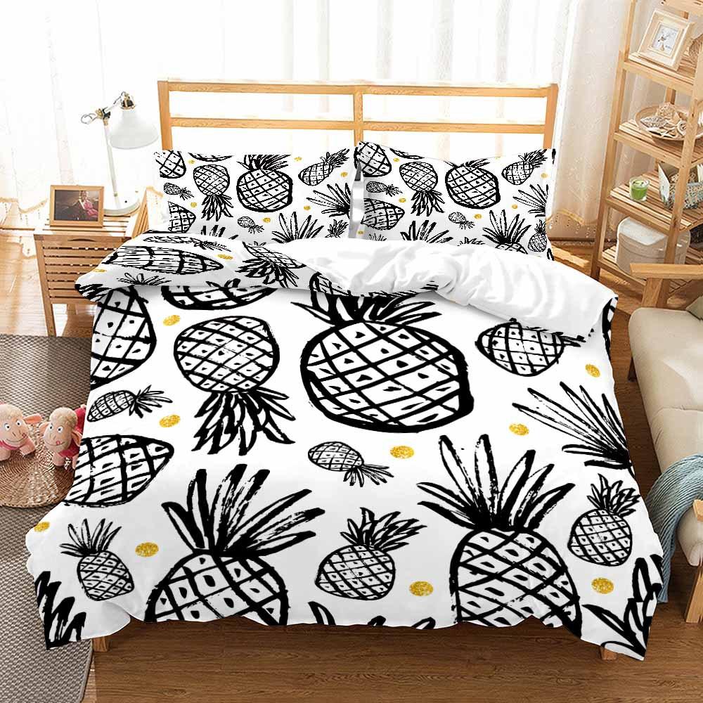 3D Painting Style Bedding Set King Queen Bed Down Duvet Cover Pillowcase 2/3pcs Pineapple Pattern Bed Cover Luxury Home Textile Gift