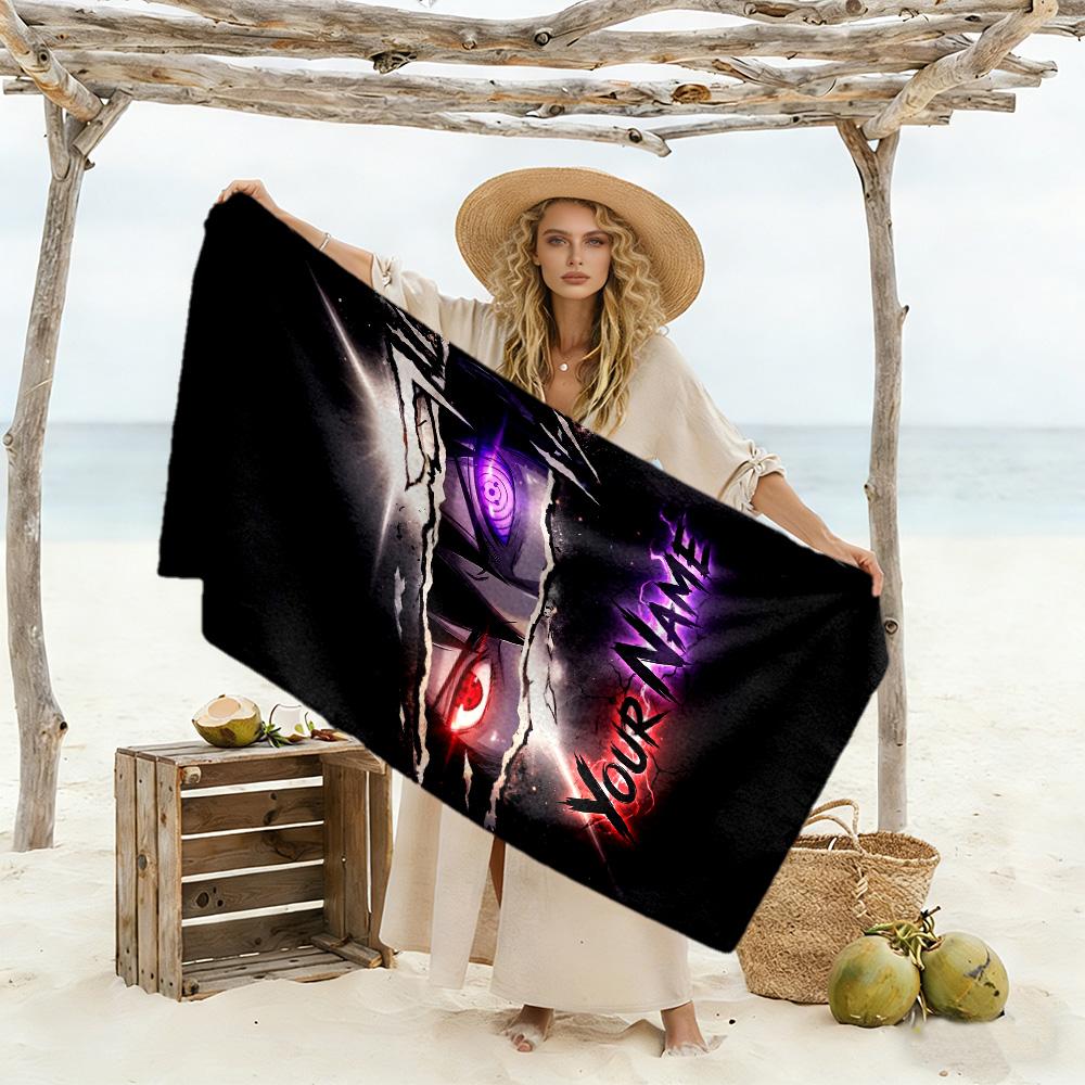 Naruto Character Personalized Name Beach Towel High Absorbency & Quick-Dry Ideal for Travel Outdoor Swim Pool Yoga Surf Camping Hiking Gym Gift Holida