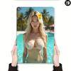 Металлический настенный декор Тропический пляж 8x12 дюймов Железный постер Блондинка в бикини Настенный декор Прочный Легко повесить