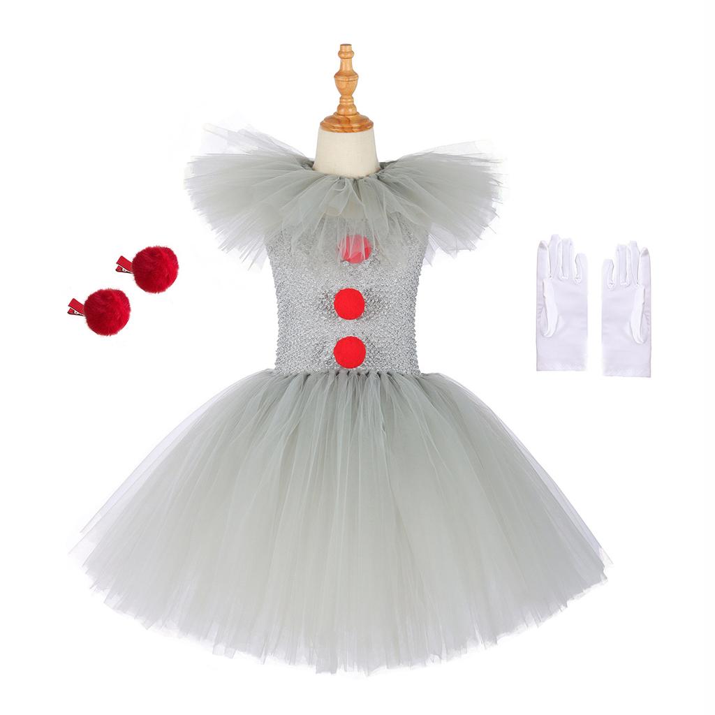 Christmas Day Children Girls Dresses Mesh Princess Dress Set Children Halloween Performance Costumes