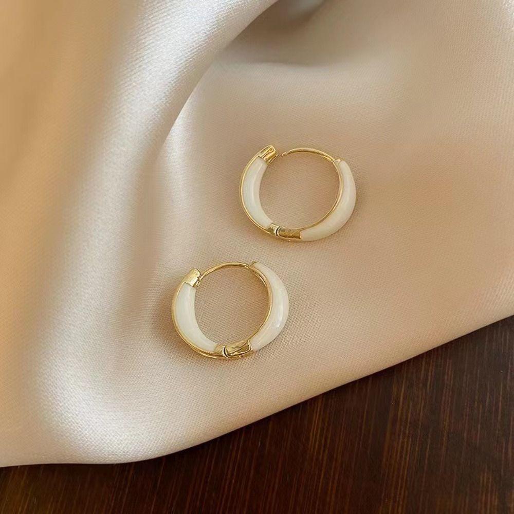Exquisite Zinc Zinc Alloy Circle Women Jewelry Hoop Ear Buckle Korean Style Earrings Enamel Oil Drop Earrings