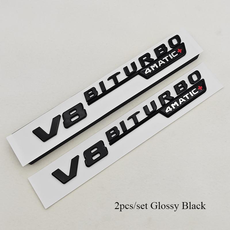 3D V8 BITURBO 4MATIC+ Emblem Badge For Mercedes Benz AMG C63 E63 G63 Car Fender Side Logo Trunk Decal Styling Accessories