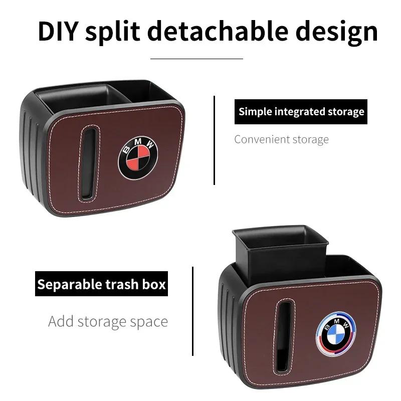 QMBR7 2025 Hots E60 Car Seat Back Trash Bin Storage Box Drink Holder Organizer 50 Anniversary For Bmw E46 E90 F20 E39 E91 E87 E60 E93