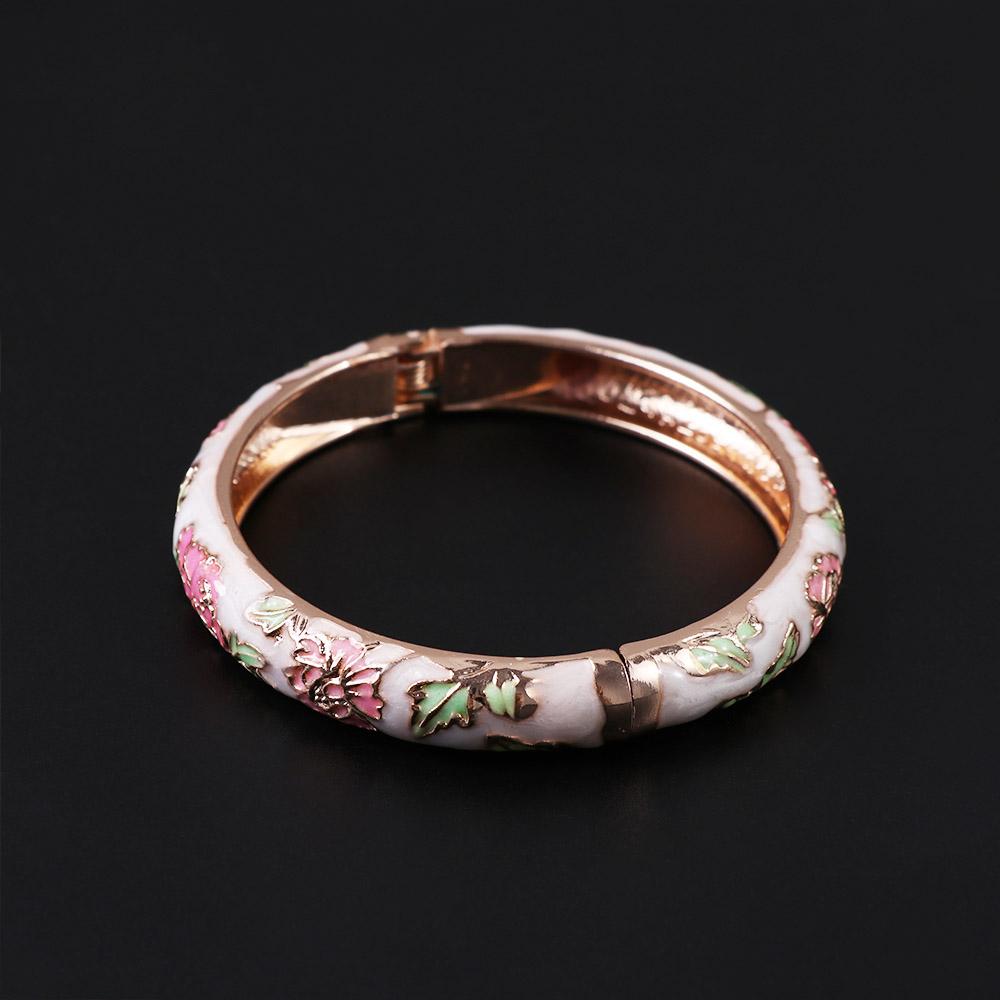 Traditional Vintage Peony Cloisonne Filigree Handicraft Enamel Jewelry Bangles Bracelet Accessories