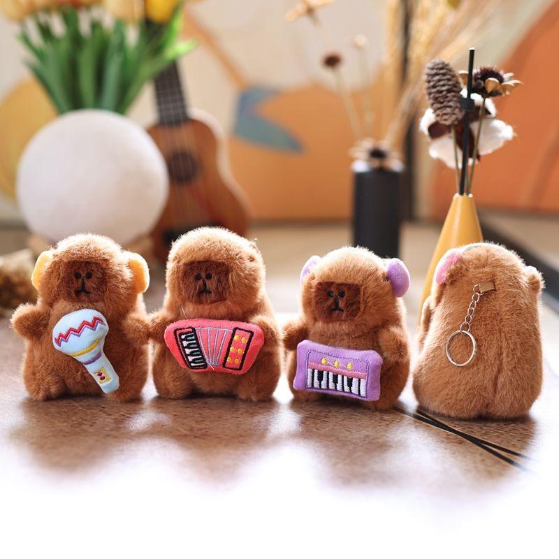 Plush Capybara Keychain With Music Design For Kids And Teens