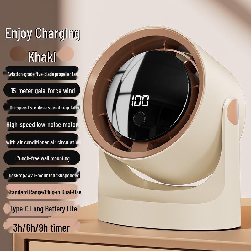 Compact Dual-Power Wall-Mountable Desktop Fan for Home, Dorm, or Office Desk
