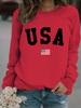 Autumn & Winter Women's USA Print Long-Sleeve Pullover Hoodie