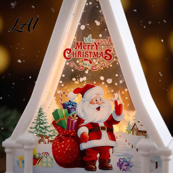 Led Tabletop Decoration Christmas House Shaped LED Candle Lantern Flameless Electric Hanging Night Light with Indoor Festive Lighting Santa