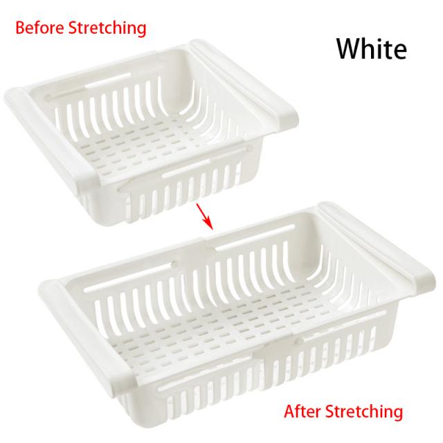 Kitchen Fridge Drawer Organisers Retractable Refrigerator Partition Storage Rack Plastic Fridge Shelf Holder Box for Vegetables And Fruits