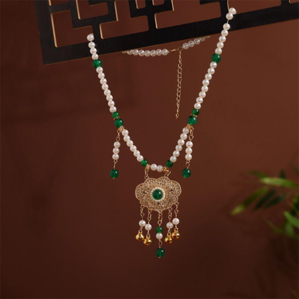 Бусы нить Ожерелье Ханфу в китайском стиле Жемчужный чокер Подвеска Замок долголетия Аксессуар Ханфу