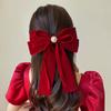 Vintage Velvet Bow Pearl Hairpins for Women Elegant Fabric Alloy Hair Clips Girls Ponytail Barrette Heawear Hair Accessories